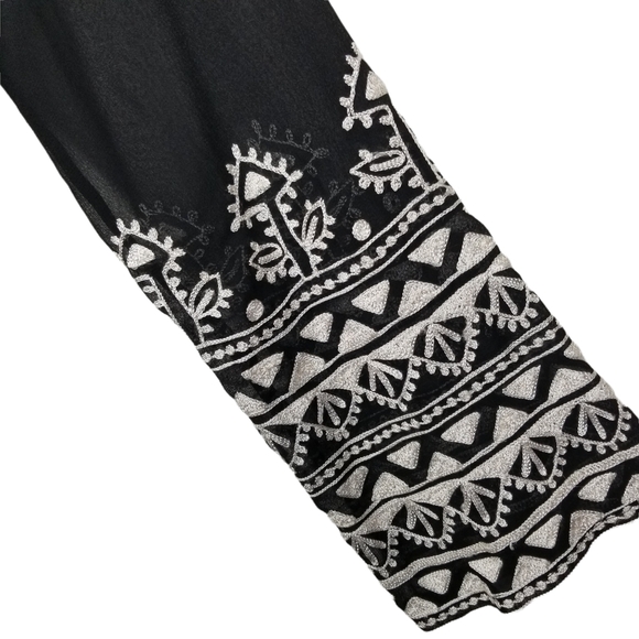 Roja Black White Embroidered Southwestern Aztec Kimono Cardigan Size XS - Picture 4 of 8